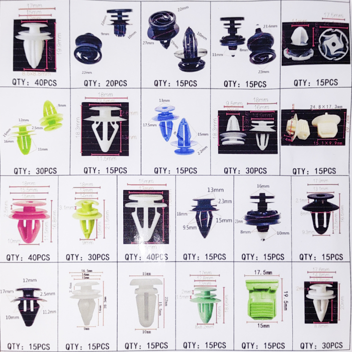 Set 470 buc cleme din plastic + 5 unelte accesorii auto [7]