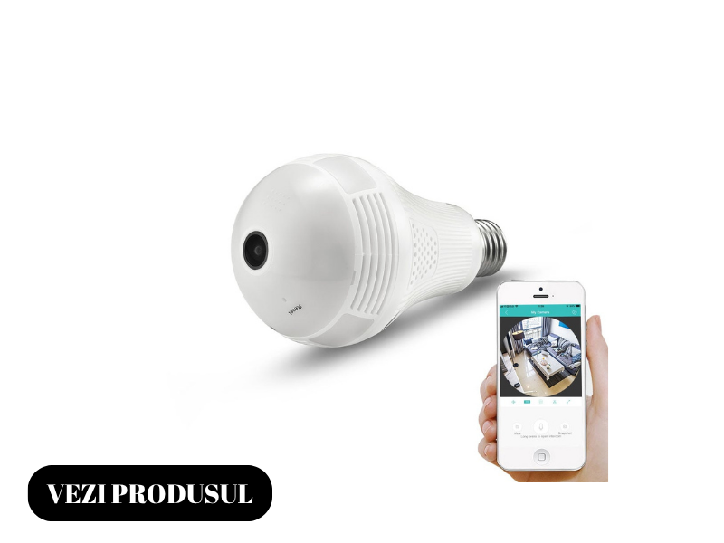Bec LED cu camera IP VR bulb camera Panoramic WI-Fi 360EyeS 100-240V White