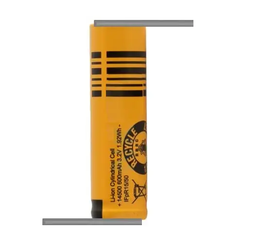 Acumulator - Acumulator 14500CY HIGHPOWER cu lamele sudate in Z Li-ion 3.6V 600mAh 1.5A 14500CY-600-Z