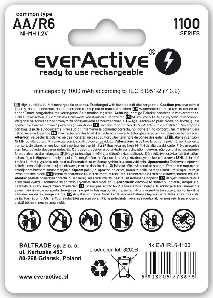 Acumulatori Ni-MH AA 1100mAh, Reîncărcabili, Durată Peste 3000 Cicluri, Ideal pentru Lampi Solare și Telefoane Fără Fir [4]