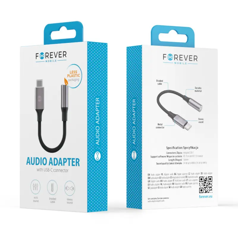 Adaptor audio 3.5 mm Jack mama - USB-C tata 15cm FOREVER AJC-01 GSM184537 - IoElectronice.ro [6]