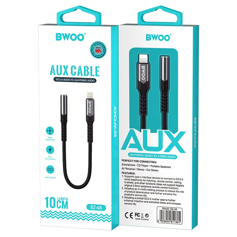 Adaptor audio Lightning tata - JACK 3.5 mm mama 10cm negru BWOO BO-BZ48 - IoElectronice.ro [6]