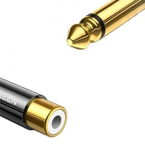 Adaptor audio Jack 6.35 mm tata la RCA mama Ugreen 80731 mono, conectori RCA și Jack 6.35 mm, ideal pentru audio. [1]