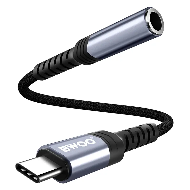 Adaptor audio USB-C tata - JACK 3.5 mm mama 10cm negru BWOO BO-BZ47 - IoElectronice.ro [4]