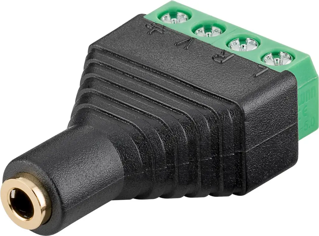 Mufe Jack - Adaptor bloc terminal cu 4 pini tip regleta cu surub la Jack 3.5 mm mama 4 pini stereo Goobay 59200