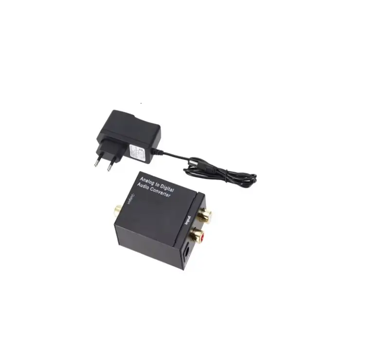 Conectica - Adaptor convertor audio 2xRCA la TOSLINK cu alimentator 1A OEM, compatibil cu echipamente audio standard.