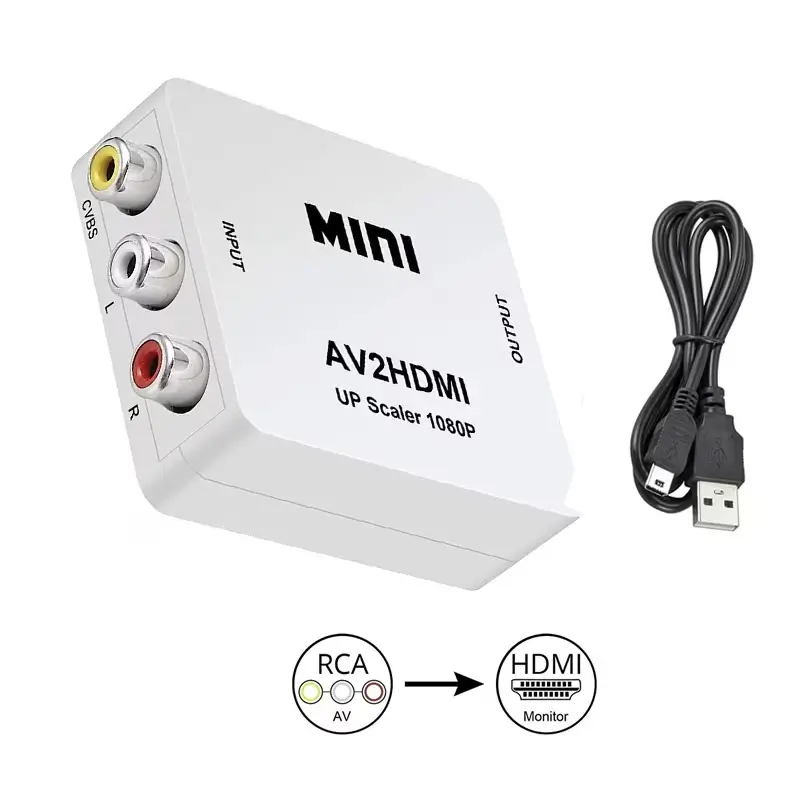Adaptor Convertor Video-Audio RCA la HDMI 1080P – Compatibil Full HD, Plug & Play, Ușor de Folosit [1]