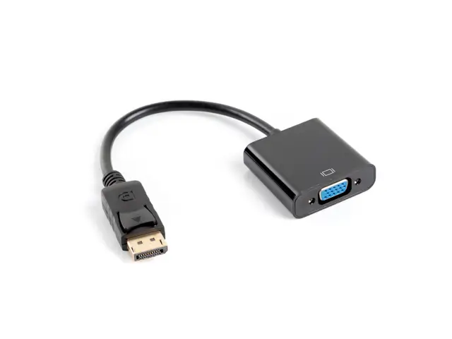 Adaptor DisplayPort 1.1 la VGA, 0.2m, 1080p, LANBERG AD-0002-BK, Conexiune HD, Culoare Neagră [1]
