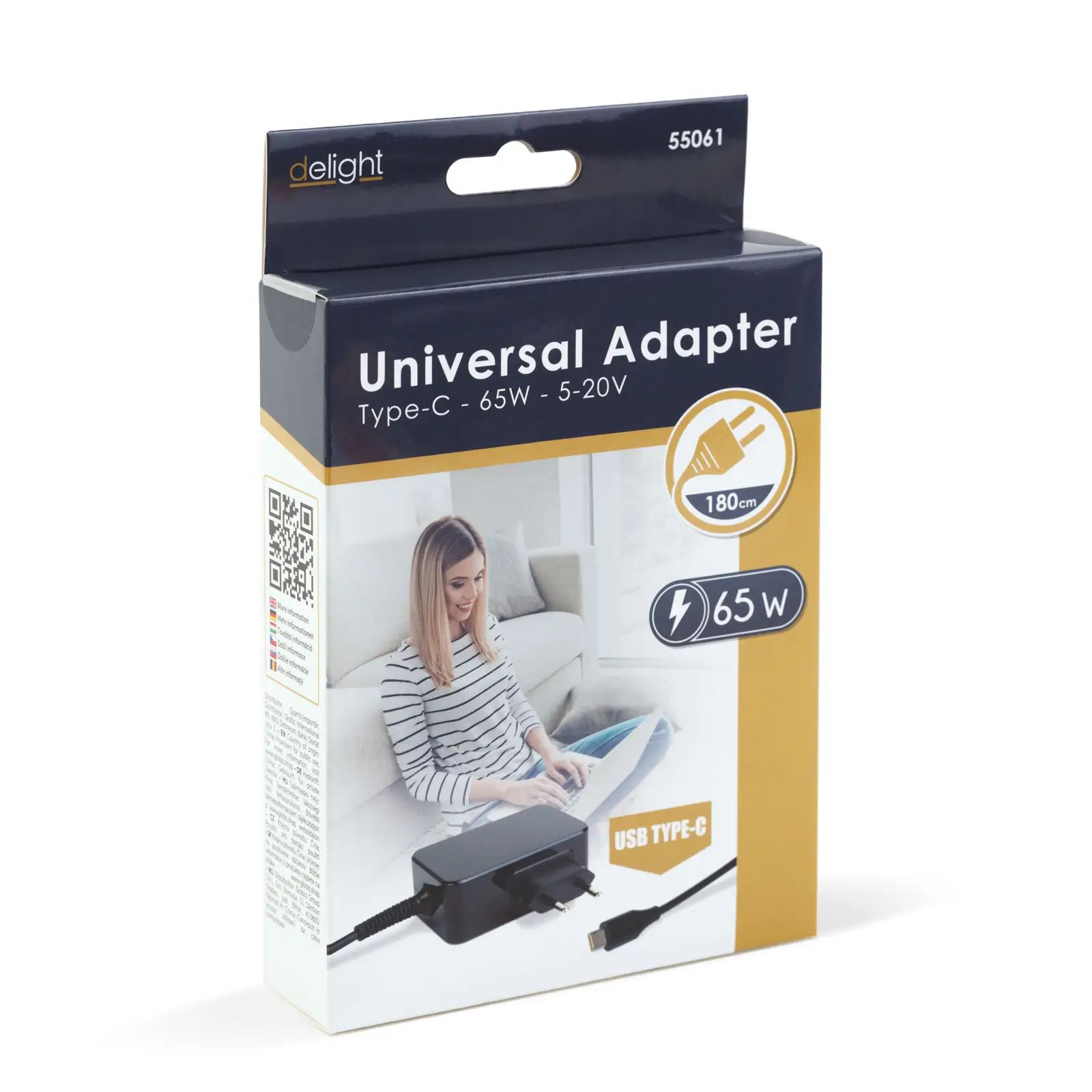 Adaptor încărcător USB-C 65W 5-20V 1.8m negru delight 55061 – IoElectronice.ro [3]
