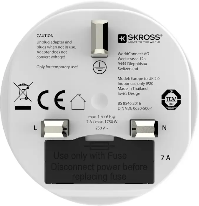 Adaptor priza Europa - UK 100V-700W /250V-1750W Skross 1.500230C-E – IoElectronice.ro [3]