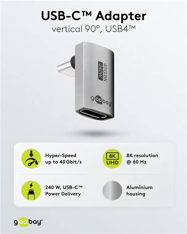 Adaptor USB-C mama - USB-C tata vertical 90° Thunderbolt3/4 Goobay 74442 – IoElectronice.ro [3]