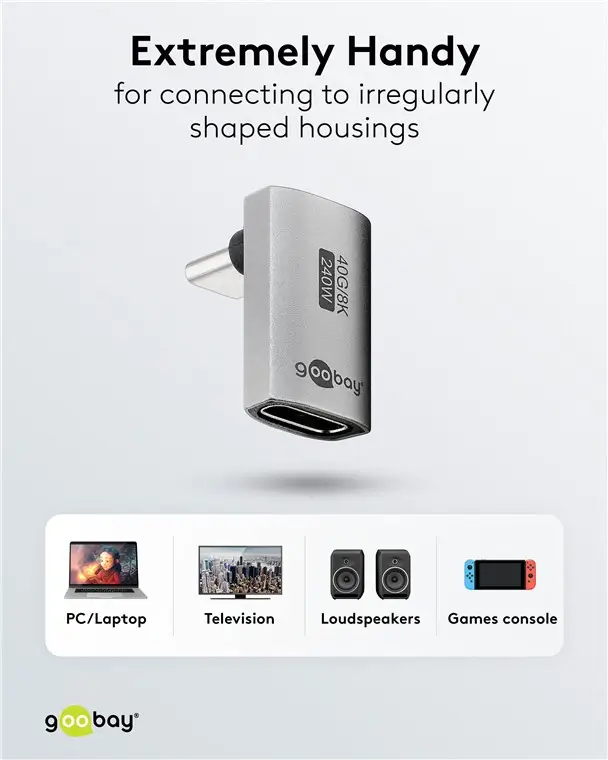 Adaptor USB-C mama - USB-C tata vertical 90° Thunderbolt3/4 Goobay 74442 – IoElectronice.ro [7]