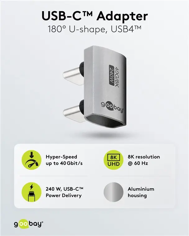 Adaptor USB-C3.1 mama - USB-C tata la 180° în formă de U Thunderbolt 3/4 Goobay 74446 – IoElectronice.ro [3]