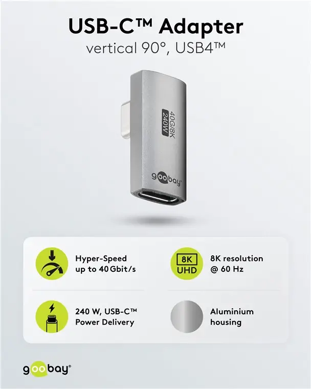 Adaptor USB-C3.1 mama - USB-C tata rotit vertical la 90 Thunderbolt 3/4 Goobay 74443 – IoElectronice.ro [3]
