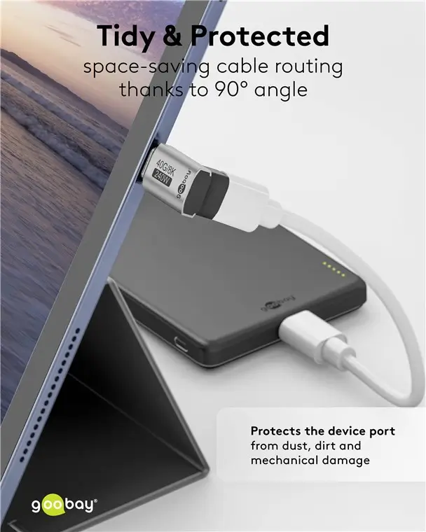 Adaptor USB-C3.1 mama - USB-C tata vertical la 90° scurt Thunderbolt 3/4 Goobay 74444 – IoElectronice.ro [6]