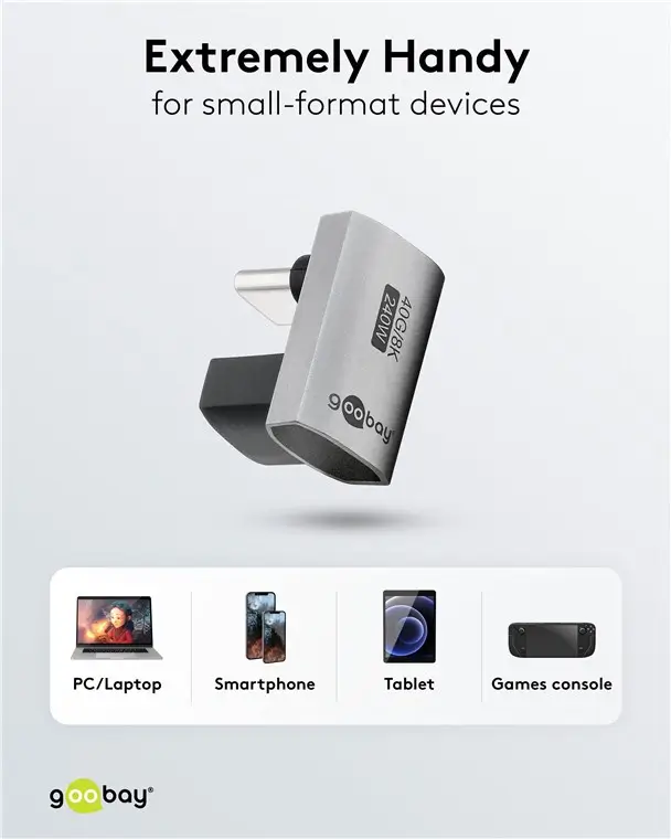 Adaptor USB-C3.1 mama - USB-C tata vertical la 90° scurt Thunderbolt 3/4 Goobay 74444 – IoElectronice.ro [5]