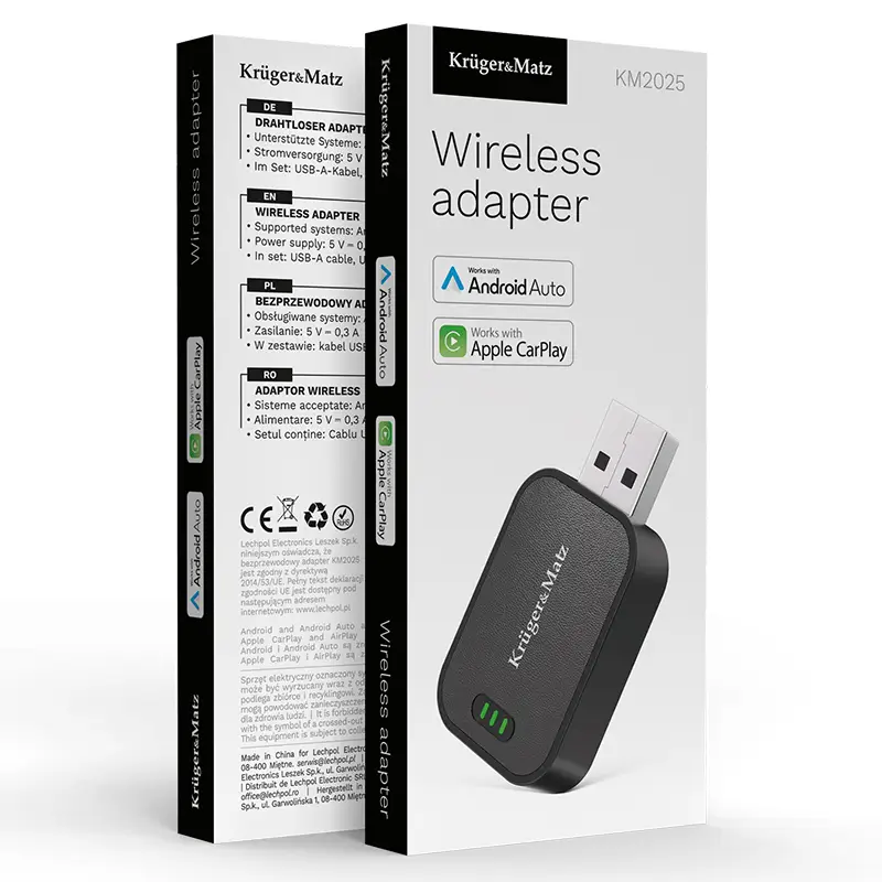 Adaptor Wireless Android Auto & CarPlay Kruger&Matz KM2025 – Conectivitate Rapidă și Sigură pentru Mașina Ta [4]