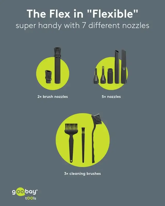 Aspirator Suflator Mini 80W 7 duze 3 perii USB Type C Goobay 77828 alb [7]