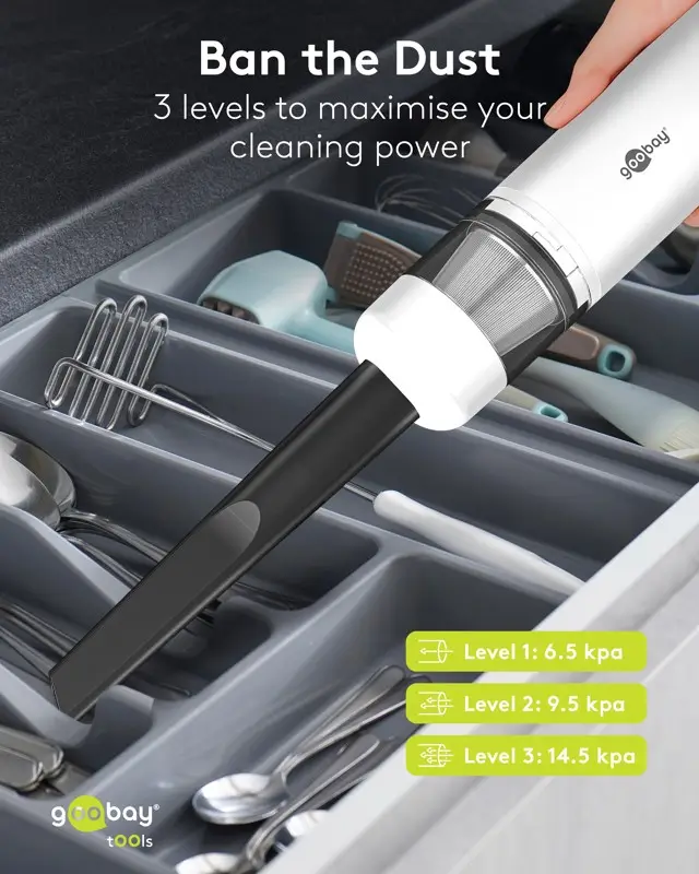 Aspirator Suflator Mini 80W 7 duze 3 perii USB Type C Goobay 77828 alb [4]