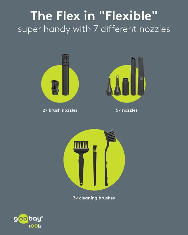 Aspirator Suflator Mini 80W 7 duze 3 perii USB Type C Goobay 77828 alb [1]