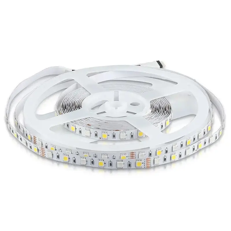 Banda LED RGB + Alb Neutru V-TAC 5m, SMD5050, 357lm/m, IP20, 8W/m, Decupare ușoară, Iluminare vibrantă [1]