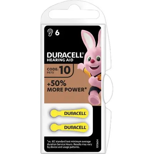 Electrice - Baterii 10 ZA10 PR70 DURACELL auditive 1.45V ZINC-AIR 6buc – IoElectronice.ro