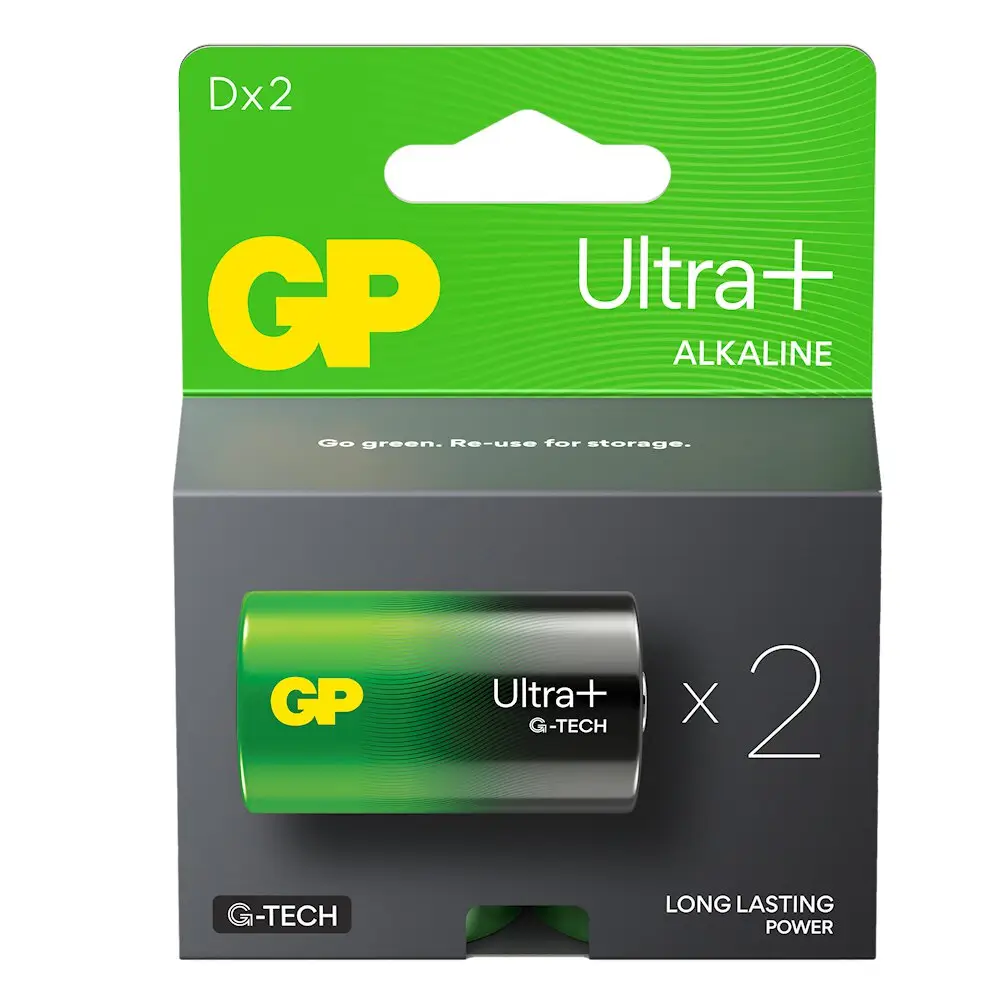 Electrice - Baterii alcaline GP R20 D 2buc/blister 1.5V UltraPlus GP13AUPTA21-2GSB2 tip D lungime 33.2mm