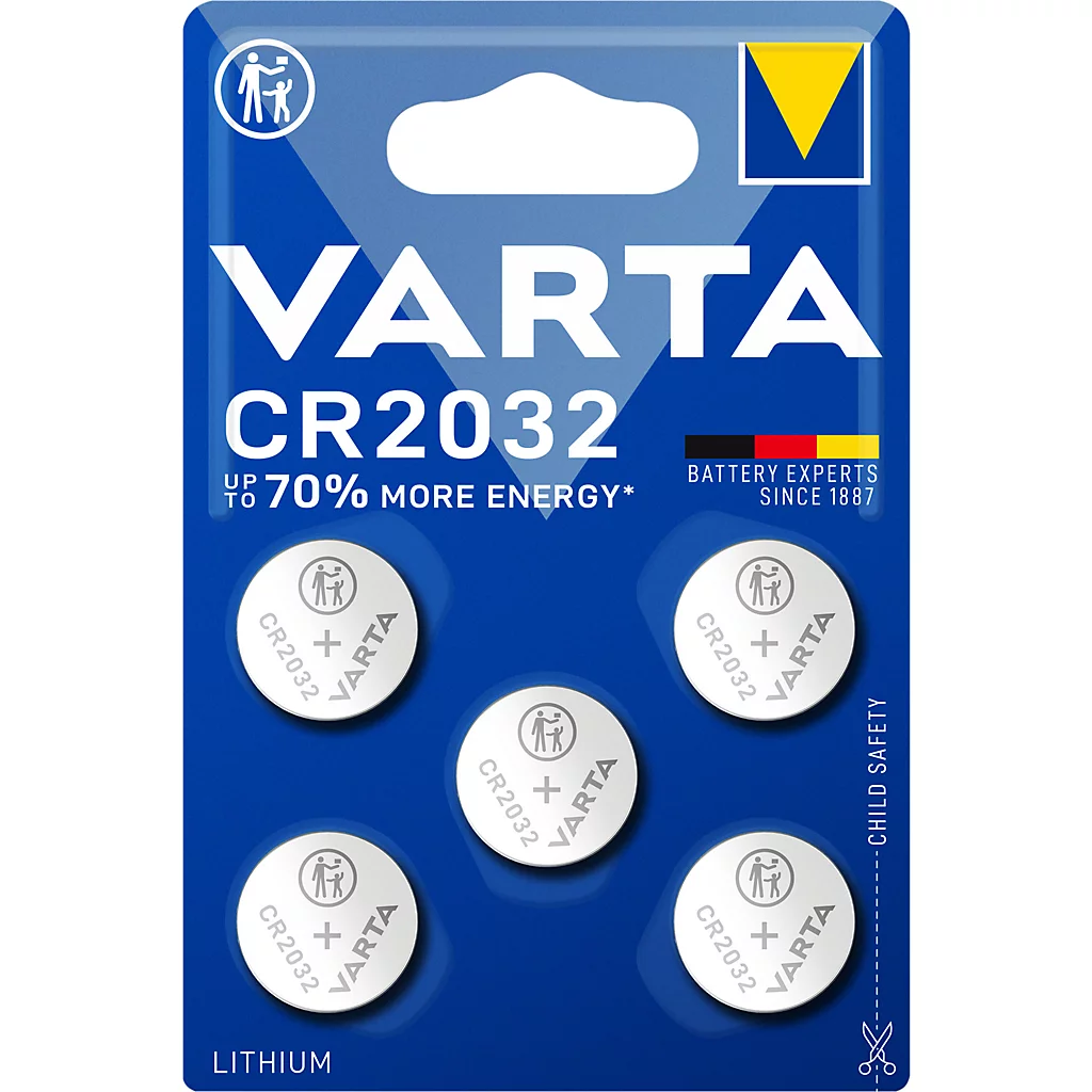 Baterii - Baterii CR2032 VARTA Blister 5buc – Energie Durabilă pentru Chei, Calculatoare și Aplicații Electronice