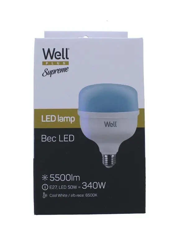 Bec LED T140 E27 50W 230V lumina rece 6500K 5500lm Well LEDLC-T14050E27-E-WL – IoElectronice.ro [2]