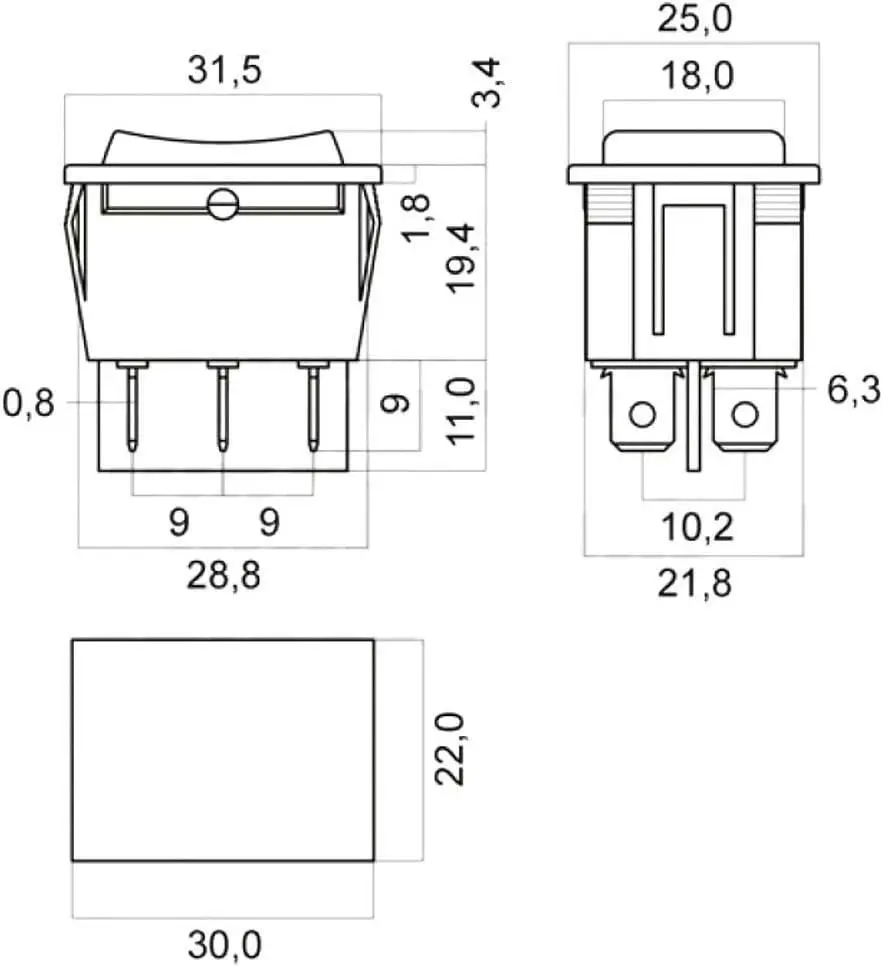 Buton comutator 12V 35A MOM-OFF-MOM 28x22mm negru GBC 24.5550.00 [2]