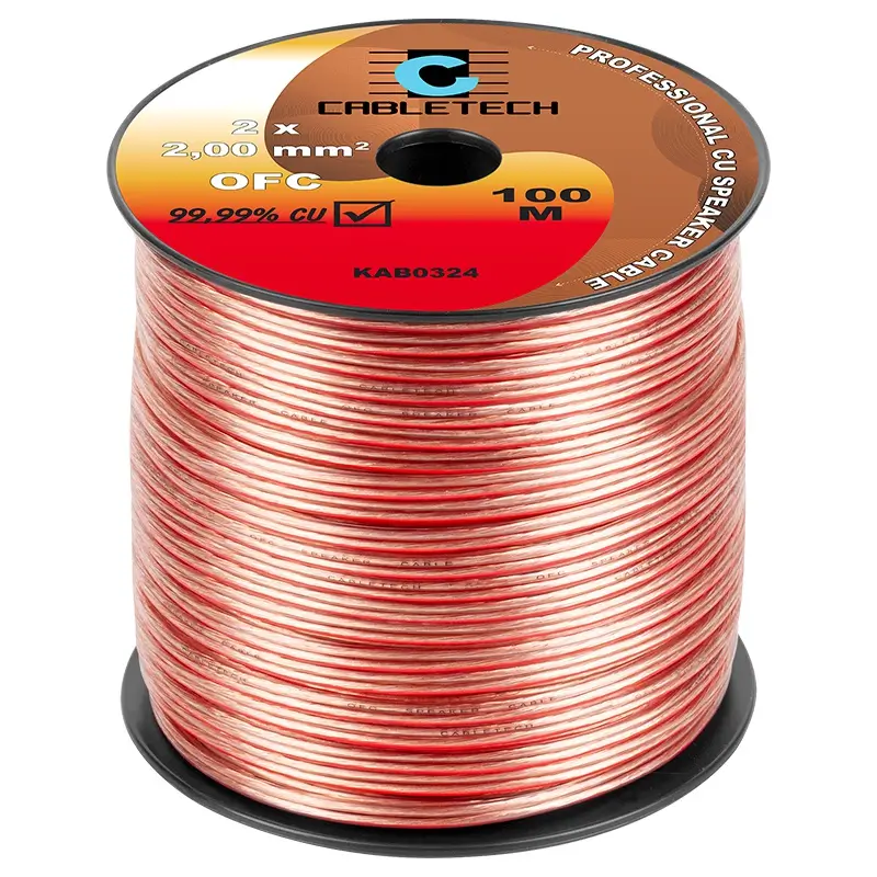 Conectica - Cablu 10m difuzor OFC cupru 2x2mm2 transparent Cabletech KAB0324-10