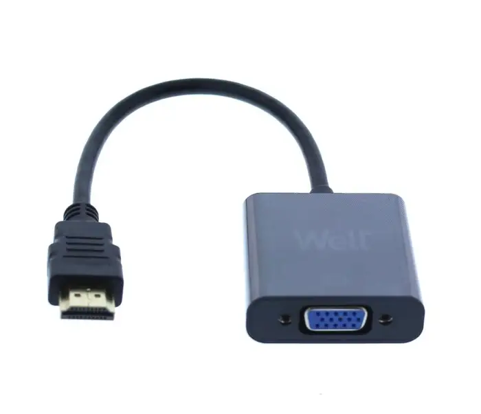 Adaptoare HDMI - Cablu adaptor HDMI tata la VGA mama Well 20 cm placat cu aur Full HD 1920 x 1080p negru