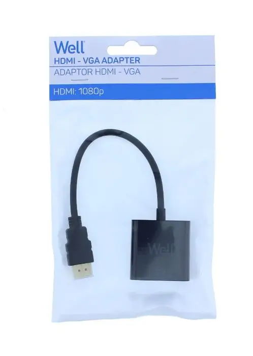 Cablu adaptor HDMI tata la VGA mama Well 20 cm placat cu aur Full HD 1920 x 1080p negru [1]