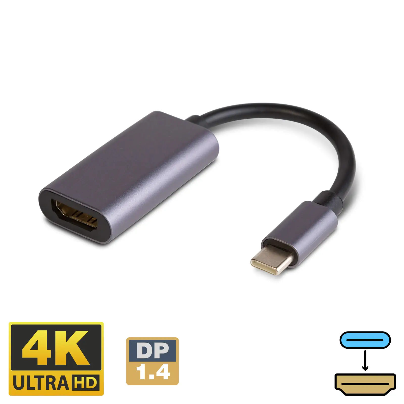 Telefoane-tablete - Cablu adaptor USB-C la HDMI v1.4 4K 30Hz 16cm delight 20338 – IoElectronice.ro