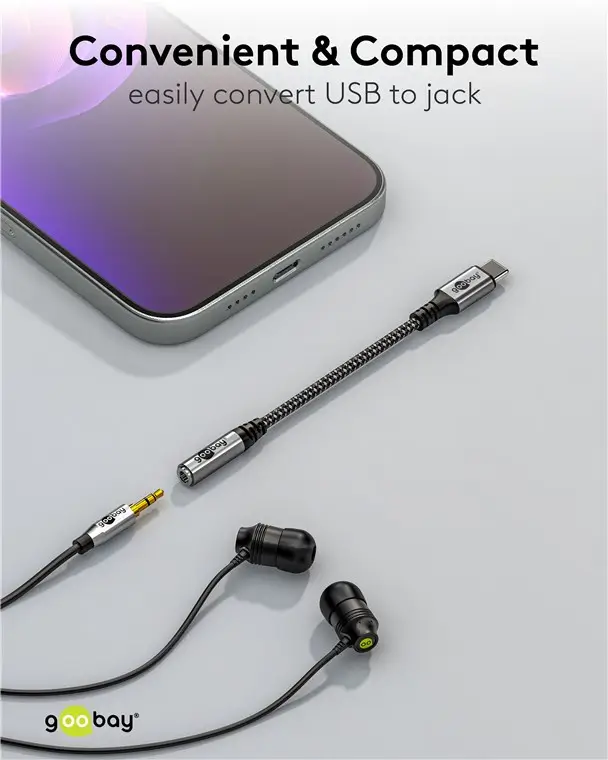 Cablu adaptor USB-C la mufă Jack 3.5 mm mamă 15cm textil Goobay 74056 – IoElectronice.ro [5]