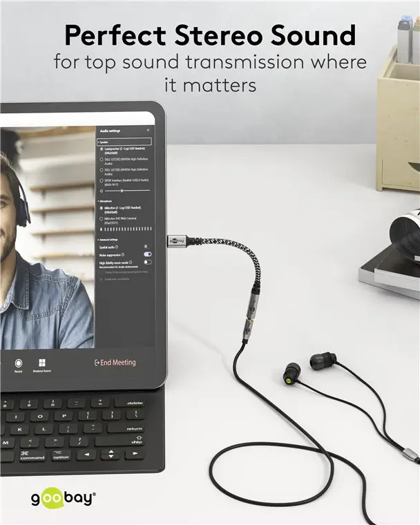 Cablu adaptor USB-C la mufă Jack 3.5 mm mamă 15cm textil Goobay 74056 – IoElectronice.ro [6]