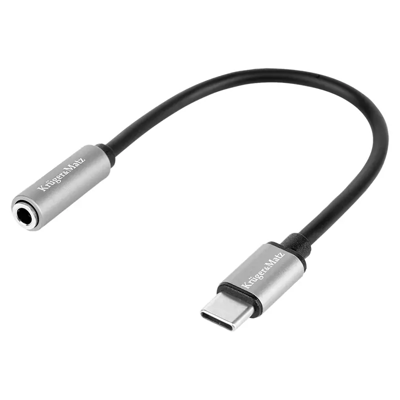 Telefoane-tablete - Cablu adaptor USB Type C tata - JACK 3.5 mm mama 11 cm alb Kruger&Matz