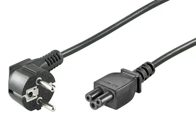 Cabluri alimentare AC-DC - Cablu alimentare laptop 1.8m C5 la Schuko 90° negru, conductor cupru, compatibil notebook, cablu H03VV-F 0.75mm²
