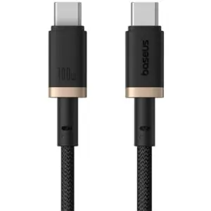 Cablu USB Type-C 100W Fast Charging, 1m, Braided, Galben-Negru, Certificat, pentru Smartphone și Încărcare Rapidă [1]