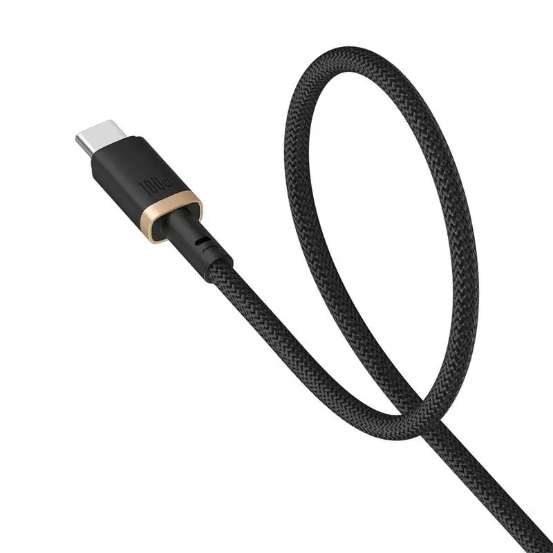 Cablu USB Type-C 100W Fast Charging, 1m, Braided, Galben-Negru, Certificat, pentru Smartphone și Încărcare Rapidă [2]