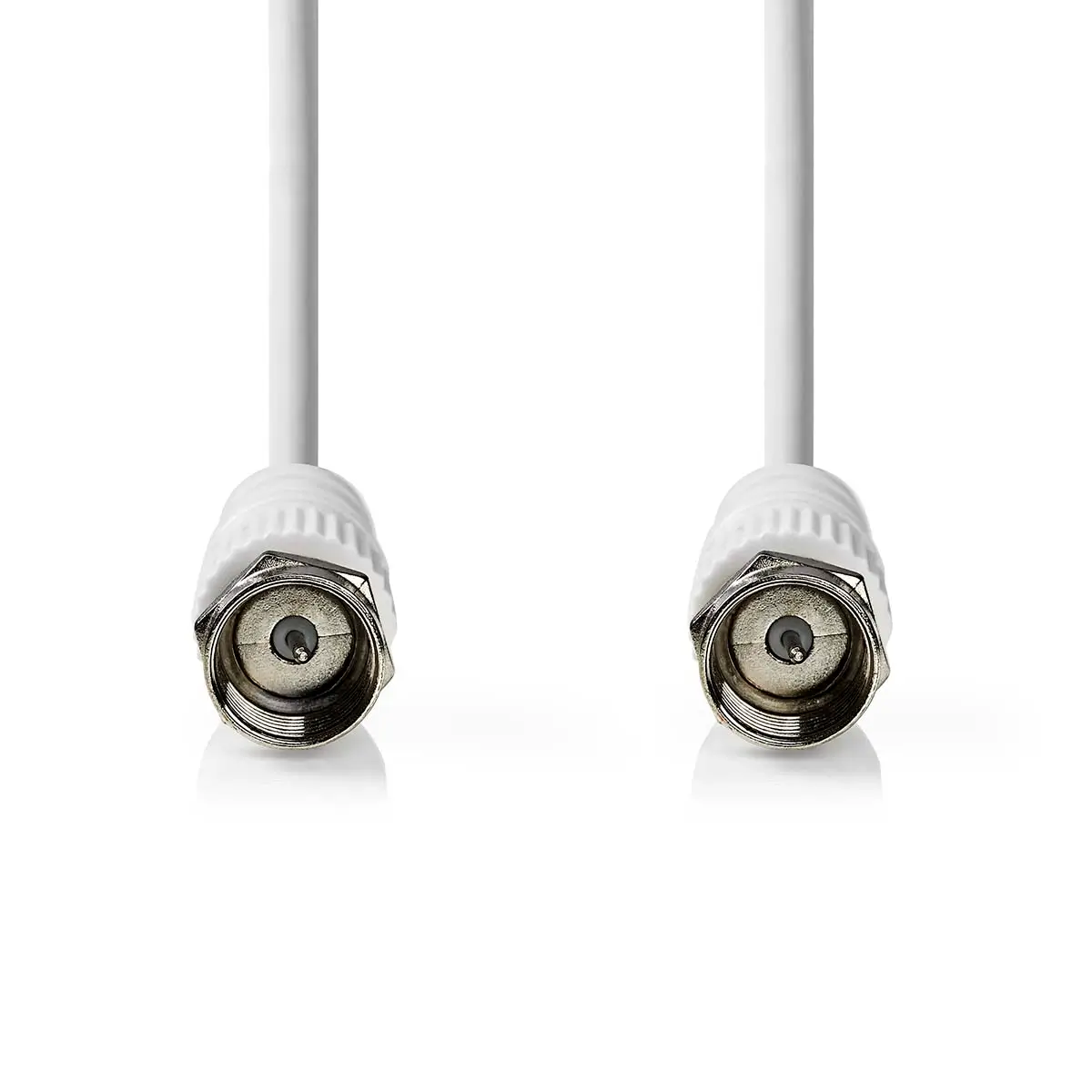 Cablu antenă F tata - F tata 10m dublu ecranat alb Nedis, coaxial, impedanță 75 Ω, rotund, CCS [2]