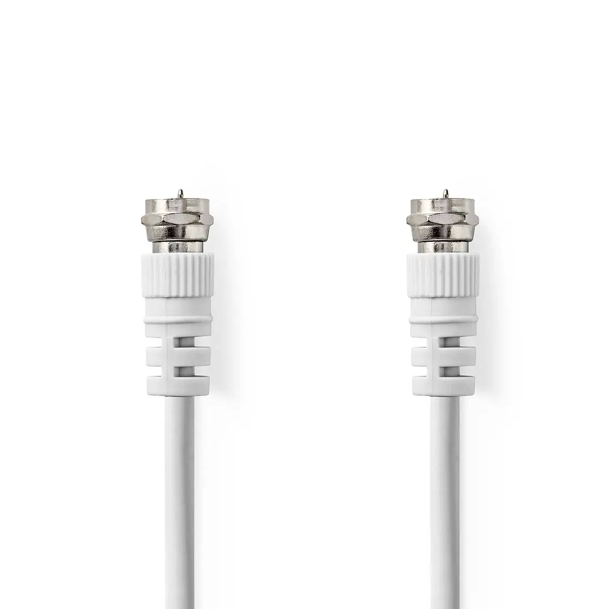Cablu antenă F tata - F tata 10m dublu ecranat alb Nedis, coaxial, impedanță 75 Ω, rotund, CCS [1]