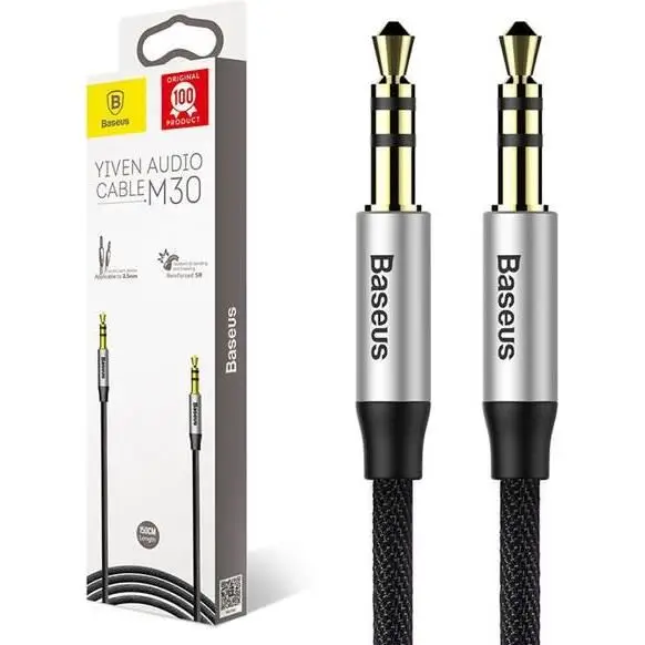 Cabluri Jack - Cablu audio Jack 3.5 mm tata-tata 1.5m stereo Baseus argintiu-negru