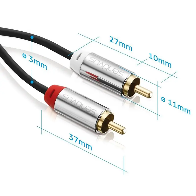 Cablu audio RCA stereo 2m SENTIVUS, calitate premium, mufe aurite, compatibil cu toate dispozitivele audio [3]