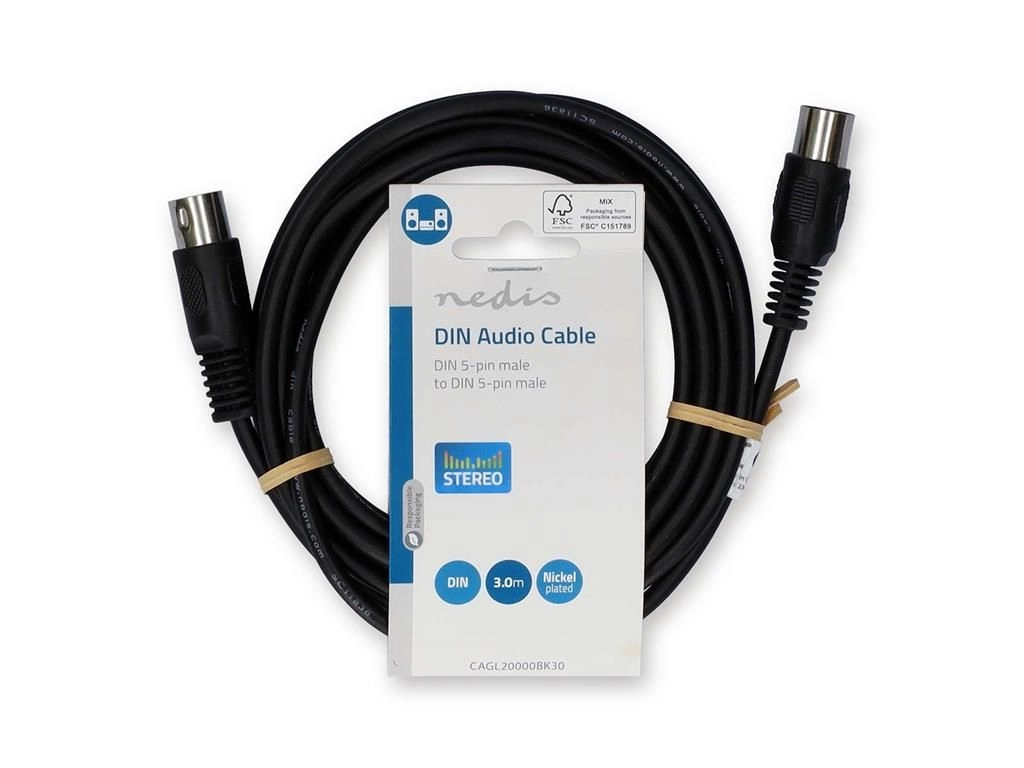 Cablu audio stereo DIN 5p tata - 5p DIN tata 3m negru Nedis CAGL20000BK30 – IoElectronice.ro [3]
