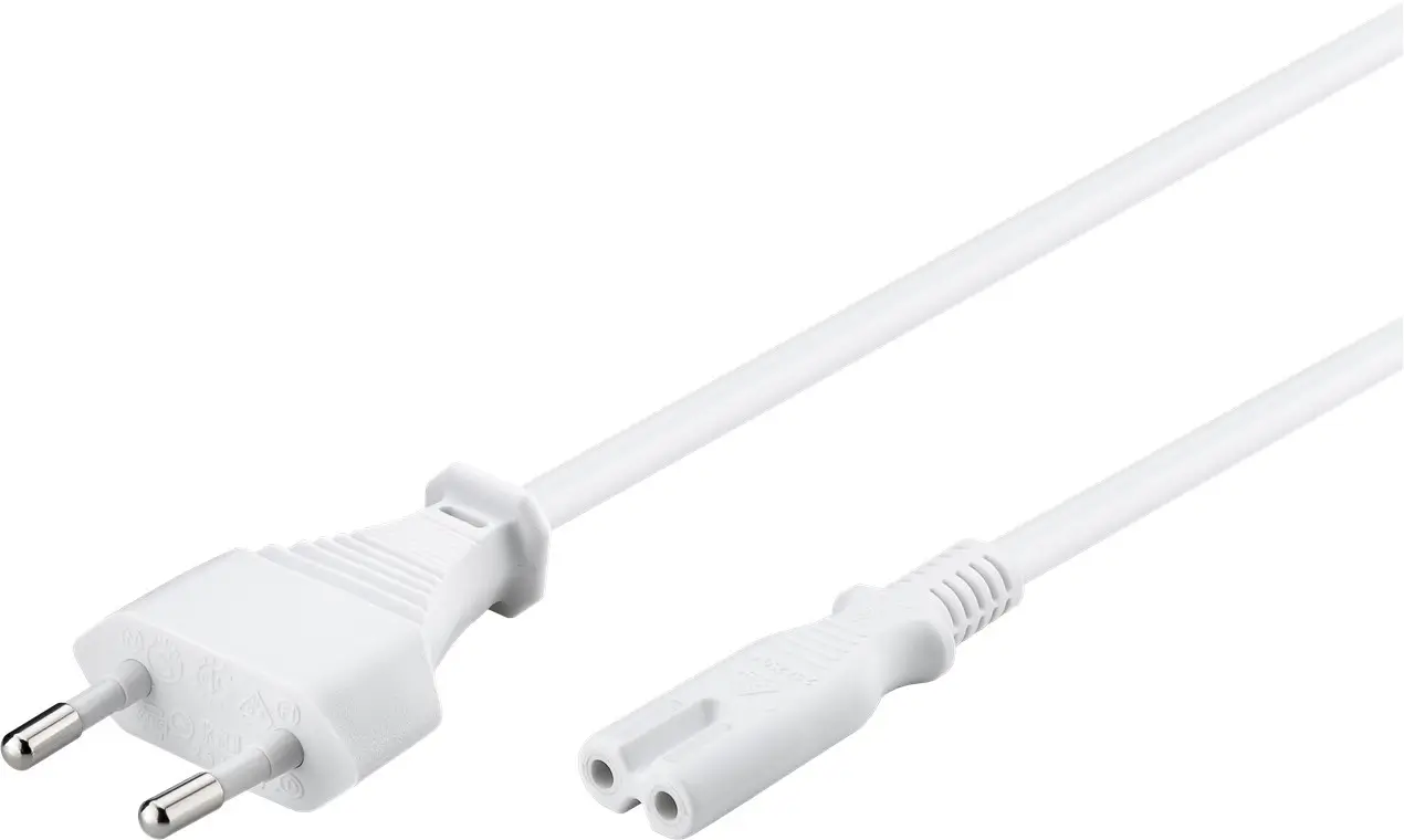 Cablu de alimentare Euro 2-pin 5m alb, compatibil cu aparate electronice și console de jocuri, priza C7, Goobay [1]