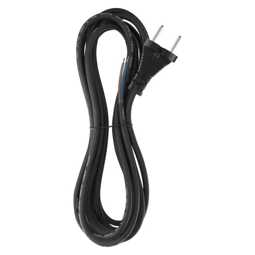 Conectica - Cablu de alimentare EMOS S03050, nedetasabil, flexibil, 2x1mm², lungime 5m, culoare negru