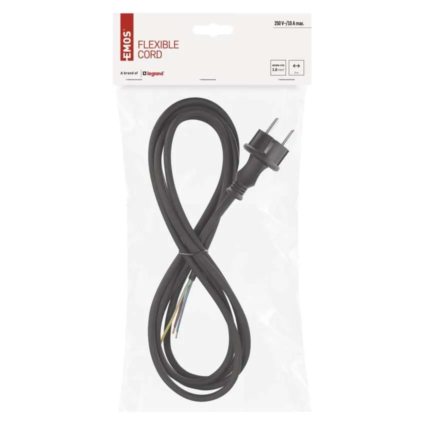 Cablu de alimentare EMOS S03130N 3x1mm2 H05RN 3m negru, flexibil, izolație cauciuc/neopren [2]