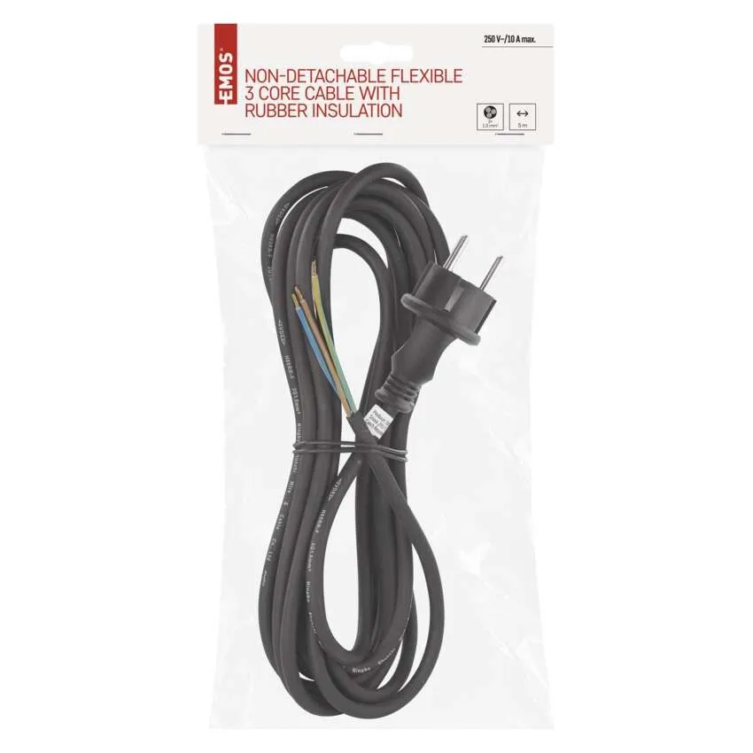 Cablu de alimentare EMOS S03150 3x1mm2 5m negru flexibil cu izolație din cauciuc [2]