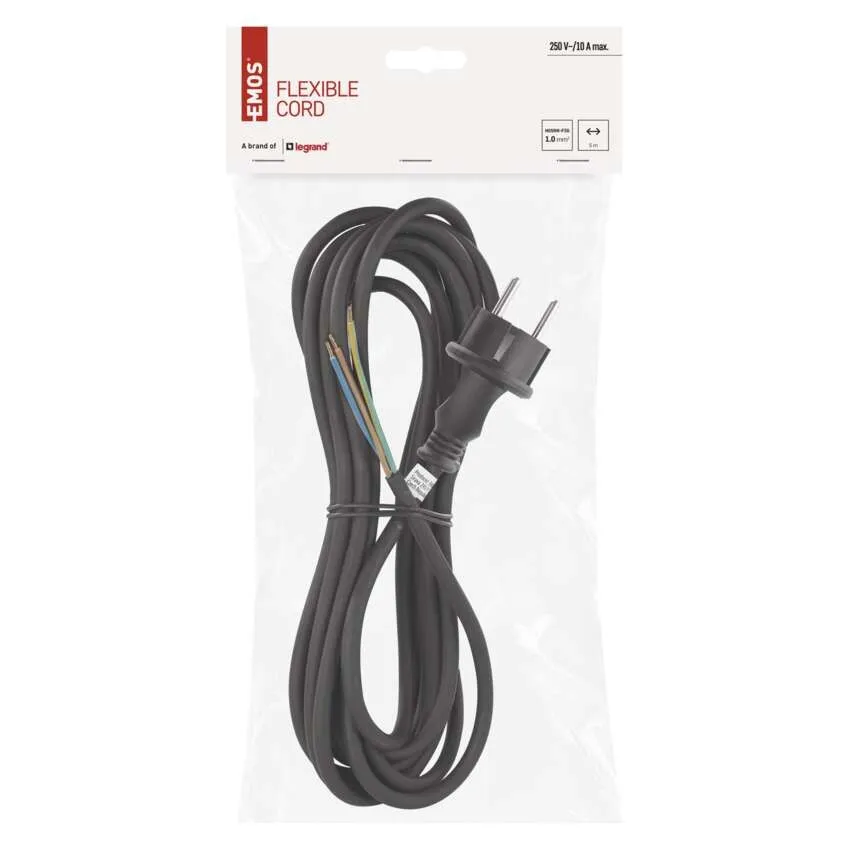 Cablu de alimentare EMOS S03150N 3x1mm2 H05RN 5m negru, flexibil, izolație cauciuc/neopren [2]